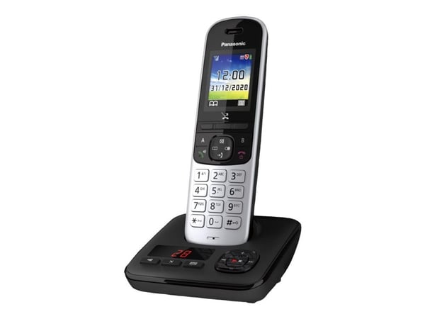 Panasonic KX-TGH720G - Trådløs telefon - svarersystem med anrops-ID/samtale venter - DECT\GAP - treveis anropskapasitet - svart, sølv