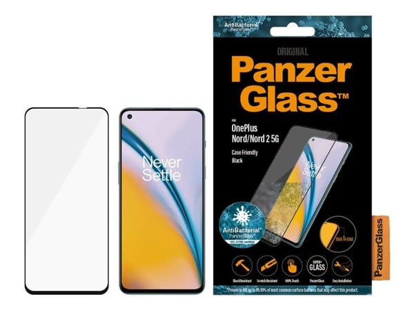 PanzerGlass - Skjermbeskyttelse for mobiltelefon - glass - rammefarge svart - for OnePlus Nord