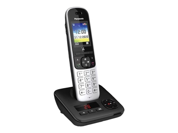 Panasonic KX-TGH720G - Trådløs telefon - svarersystem med anrops-ID/samtale venter - DECT\GAP - treveis anropskapasitet - svart, sølv