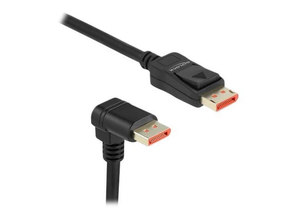Delock - DisplayPort-kabel - DisplayPort (hane) rak till DisplayPort (hane) nedåtvinklad - DisplayPort 1.4 - 1 m - 8K60 Hz (7680 x 4320) stöd - svart