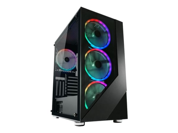 LC Power Gaming 803B Shaded_X - Mid tower - ATX - sidepanel med vindu (herdet glass) - ingen strømforsyning - svart - USB/lyd