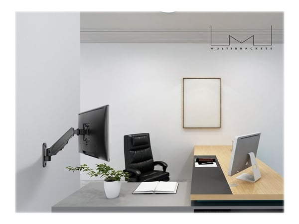 Multibrackets M Monitormount Wall Basic Single - Monteringssats (lutningsvridbar arm, fullrörelsemontering) - för LCD-TV - svart - skärmstorlek: 17...