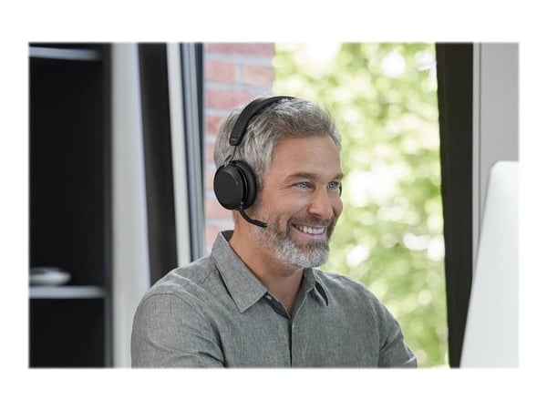 Jabra Evolve2 75 - Hodesett - on-ear - Bluetooth - trådløs - aktiv støydemping - USB-C - lydisolerende - svart - Optimert for UC