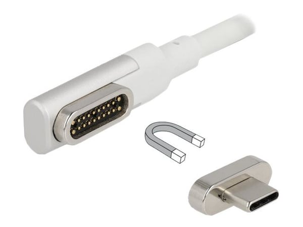 Delock - USB-kabel - USB-C (hann) vinklet, magnetisk til USB-C (hann) - USB 3.2 Gen 2 / Thunderbolt 3 - 1.2 m - USB Power Delivery (5 A, 100 W), st...