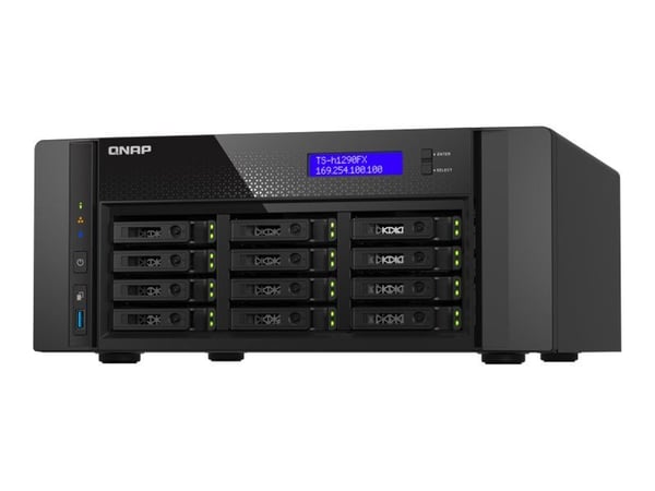 QNAP TS-h1290FX - NAS-server - 12 fack - SATA 6Gb/s / PCIe (NVMe) / U.2 - RAM 128 GB - 25 Gigabit Ethernet / 2.5 Gigabit Ethernet - iSCSI support