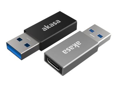 Akasa - USB-adapter - USB-type A (hann) til USB-C (hunn) - USB 3.2 Gen 2 - 5 V - 3 A - svart, romgrå (en pakke 2)