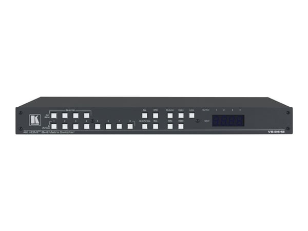 Kramer VS-84H2 8x4 4K HDR HDCP 2.2 Matrix Switcher with Digital Audio Routing - Video/audio switch - stasjonær, rackmonterbar