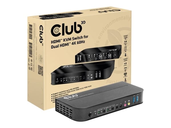Club 3D CSV-1382 - Omkopplare för tangentbord/video/mus/ljud - 2 x KVM/ljud - 1 lokal användare - skrivbordsmodell - AC