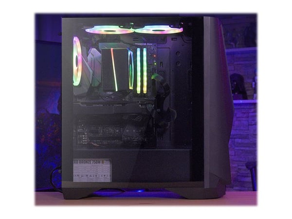 AeroCool Visor - Mid tower - utvidet ATX (E-ATX) - sidepanel med vindu (herdet glass) - ingen strømforsyning (ATX) - svart - USB/lyd