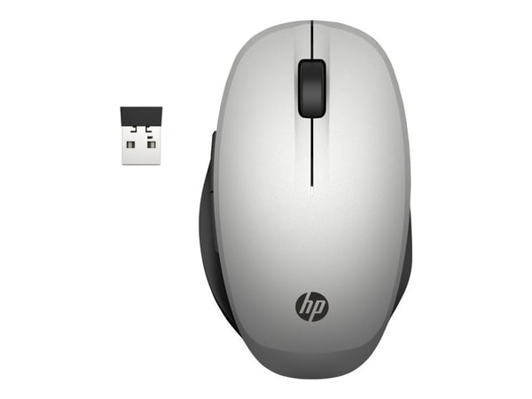HP :n kahden toimintatilan hiiri, Molempikätinen, Optinen, RF Wireless + Bluetooth, Musta, Hopea