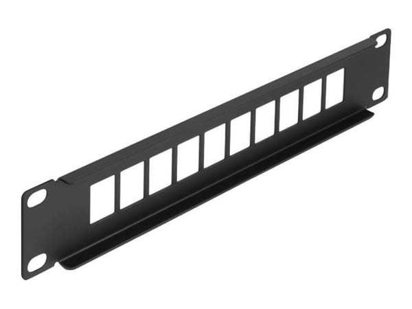 Delock - Pluggbord (blankt) - snap-in mounting - rackmonterbar - svart - 1U - 10" - 10 porter