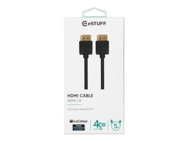eSTUFF - High Speed - HDMI-kabel med Ethernet - HDMI hann til HDMI hann - 5 m - svart - 4K-støtte