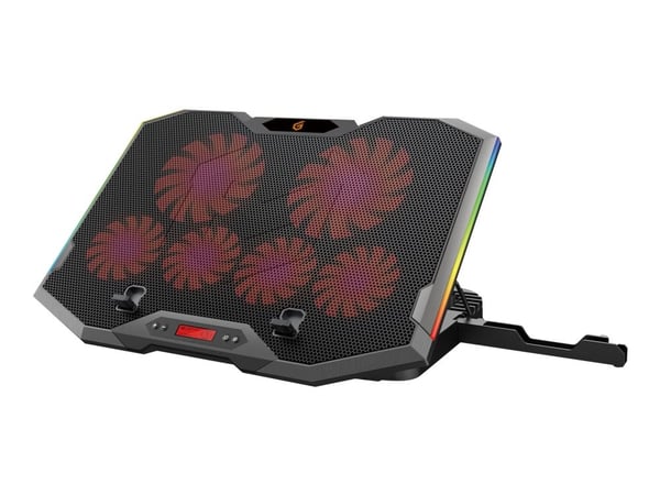 Conceptronic ERGO Gaming - Notebookvifte - med smartphone stand, 2-port USB 2.0 hub - 17" - 100 mm/70 mm - svart