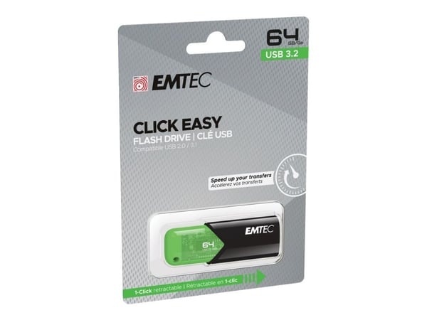EMTEC B110 Click Easy 3.2 - USB-flashstasjon - 32 GB - USB 3.2 Gen 1 - blå, svart