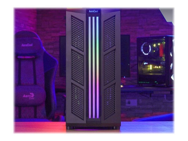 AeroCool Prime ARGB - Mid tower - ATX - sidepanel med vindu (herdet glass) - ingen strømforsyning (ATX) - svart - USB/lyd