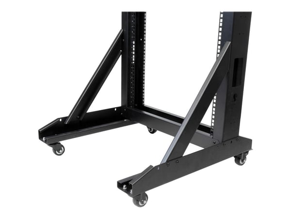 Startech 42U Mobile Open Frame Network Rack with Wheels- 663lbs - 2 Post 19" Portable Rack for Computer, AV, Media, IT Equipment (2POSTRACK42) - Ra...