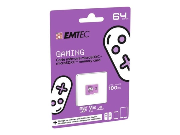 EMTEC Gaming - Flashminnekort - 64 GB - A1 / Video Class V30 / UHS-I U3 - microSDXC UHS-I - purpur