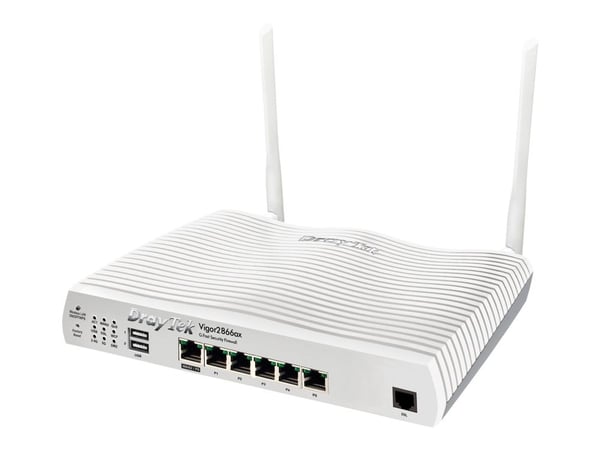 Draytek Vigor 2866ax - Trådløs ruter - DSL-modem 6-porters svitsj - 1GbE, PPP - WAN-porter: 2 - Wi-Fi 6 - Dobbeltbånd - veggmonterbar