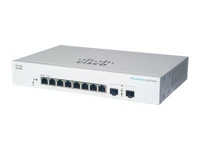 Cisco Business 220 Series CBS220-8T-E-2G - kytkin - älykäs - 8 x 10/100/1000 + 2 x Gigabit SFP (uplink) - telineasennettava