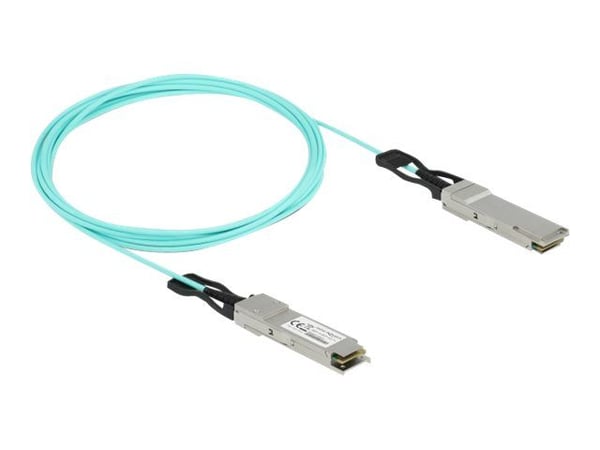 Delock - Ethernet 40GBase-AOC-kabel - QSFP+ (hann) til QSFP+ (hann) - 3 m - 3 mm - SFF-8436 - Active Optical Cable (AOC) - akvamarin