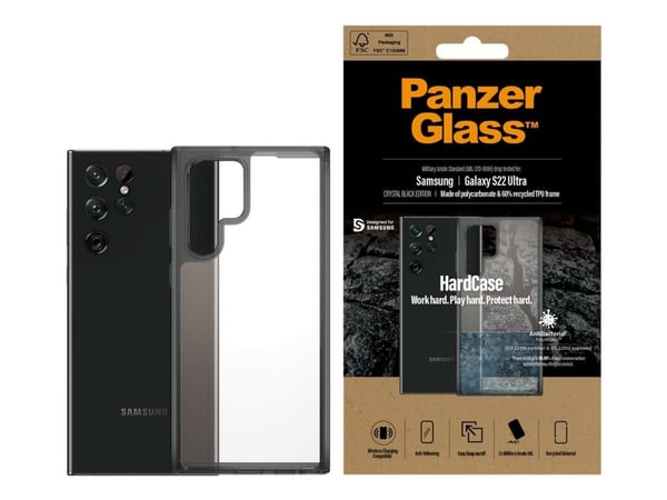 PanzerGlass HardCase - Crystal Black Edition - baksidedeksel for mobiltelefon - termoplast-polyuretan (TPU) - for Samsung Galaxy S22 Ultra