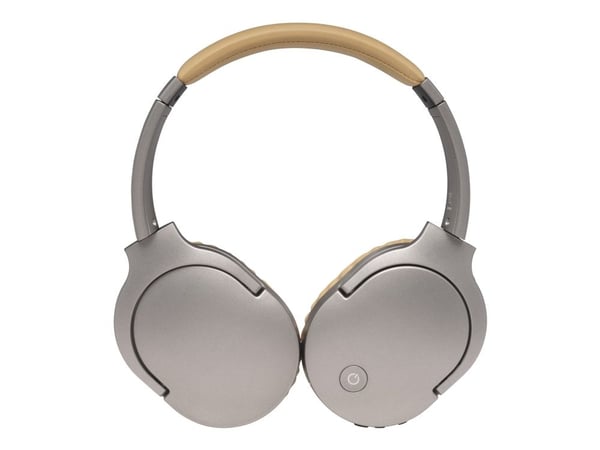 DENVER BTN-207 - Hodetelefoner med mikrofon - full størrelse - Bluetooth - trådløs, kablet - aktiv støydemping - 3,5 mm jakk - sand