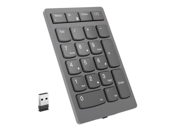 Lenovo Go Wireless Numeric Keypad - Tangentsats - trådlös - 2.4 GHz - tangentbrytare: Saxnyckel - åskmolnsgrå - detaljhandel