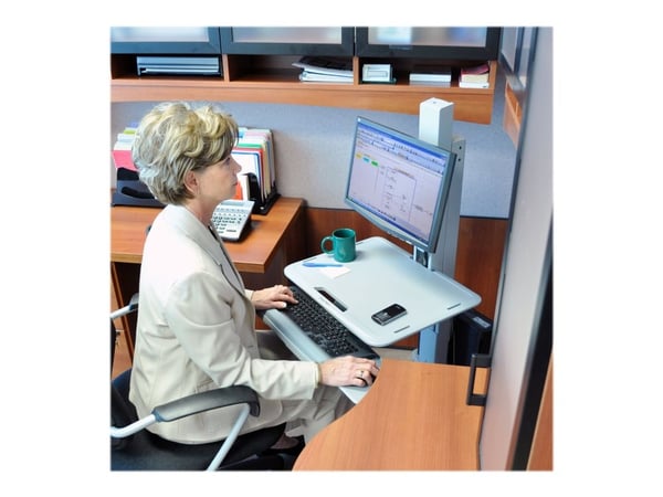 Ergotron WorkFit-C Single LD Sit-Stand Workstation - Vogn - for LCD-skjerm / PC-utstyr - grå - skjermstørrelse: inntil 30"