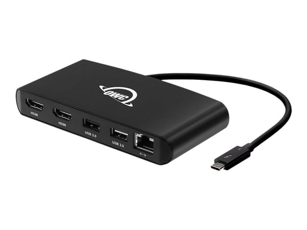 OWC 5 Port Thunderbolt 3 min-Dock 2 x HDMI, features 2 x HDMI 4K60, USB 3, USB 2, 1GBe Network
