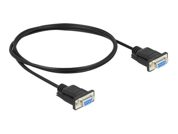 Delock - Null modem-kabel - DB-9 (hunn) til DB-9 (hunn) - 1 m - tommelskruer - svart