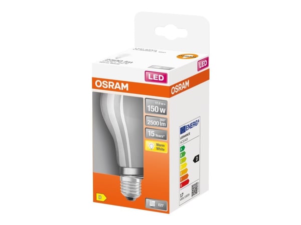 OSRAM LED Retrofit CLASSIC A - LED-filamentlyspære - form: A70 - E27 - 17 W (ekvivalent 150 W) - klasse D - varmt hvitt lys - 2700 K