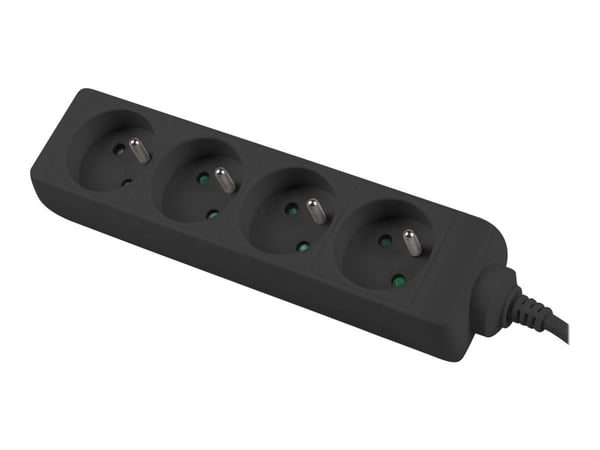 Lanberg PS0-04E-0100-IEC-BK, 1 m, 4 AC-pistorasia(a), Sisätila, Tyyppi E, Musta, 10 A