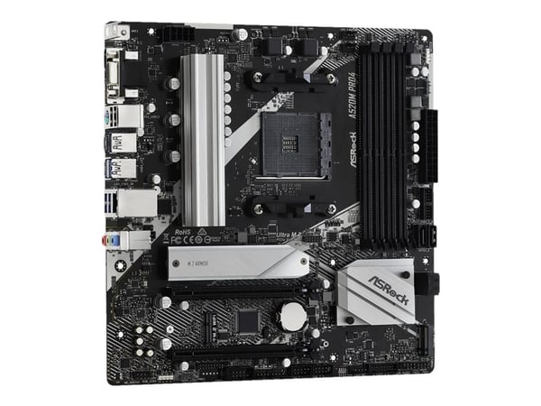 ASRock A520M Pro4 - Hovedkort - micro ATX - Socket AM4 - AMD A520 Chipset - USB 3.2 Gen 1, USB-C Gen1 - Gigabit LAN - innbygd grafikk (CPU kreves) ...
