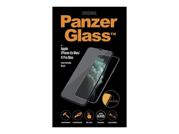 PanzerGlass - Skjermbeskyttelse for mobiltelefon - glass - 6.5" - rammefarge svart - for Apple iPhone 11 Pro Max, XS Max