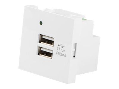 Lanberg AC-4545-2XUSB2.1-W, 2x USB, Kierrepuristintyyppinen liitin, Valkoinen, Polykarbonaatti (PC), 100 - 240 V, 5 V