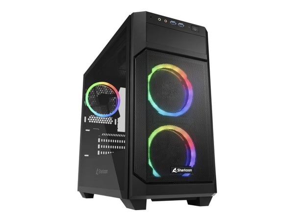 Sharkoon V1000 RGB - microATX - sidepanel med vindu (herdet glass) - ingen strømforsyning - USB/lyd