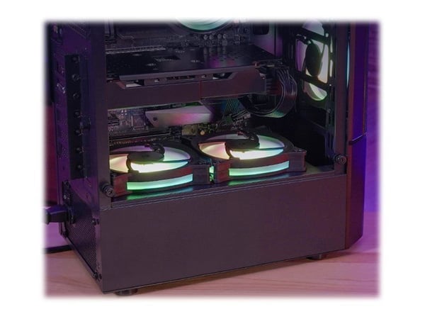 AeroCool Quantum Mesh - Mid tower - ATX - genomskinlig sidopanel (härdat glas) - ingen strömförsörjning (ATX) - svart - USB/ljud