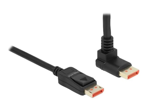 Delock - DisplayPort-kaapeli - DisplayPort (M) suora - DisplayPort (M) kulma ylöspäin - DisplayPort 1.4 - 2.0m - tukee 8K 60 Hz (7680 x 4320) - mus...