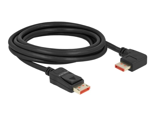 Delock DisplayPort-kaapeli uros suora uros 90° oikeaan kulmaan 8K 60 Hz 3 m Delock DisplayPort-kaapeli uros suora uros 90° oikeaan kulmaan 8K 60 Hz 3 m