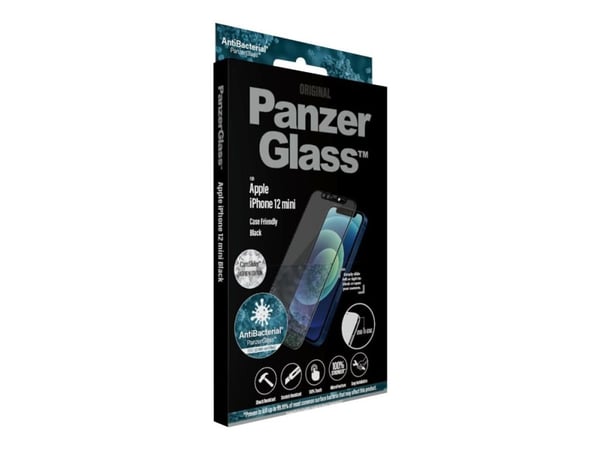 PanzerGlass CamSlider - Skjermbeskyttelse for mobiltelefon - pyntet med krystaller fra Swarovski - glass - rammefarge svart - for Apple iPhone 12 mini