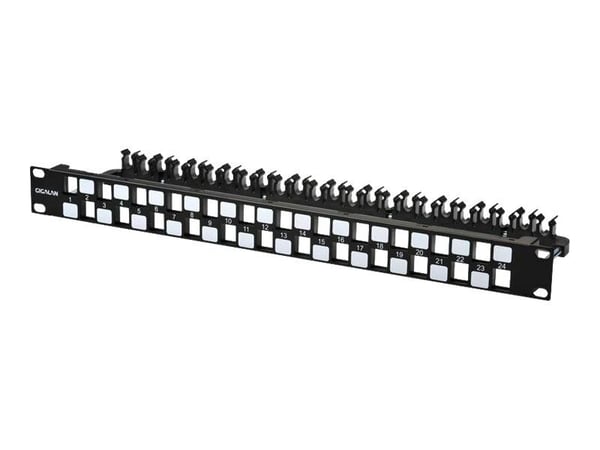 Lanview - Koblingspanel - rackmonterbar - CAT 5e/6/6a - UTP - RJ-45 X 24 - svart - 1U - 19"