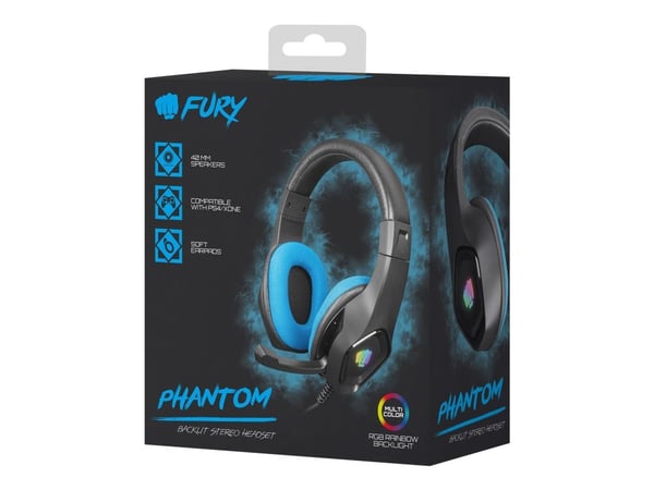 Fury Phantom - Hodetelefoner med mikrofon - on-ear - kablet - 3,5 mm jakk