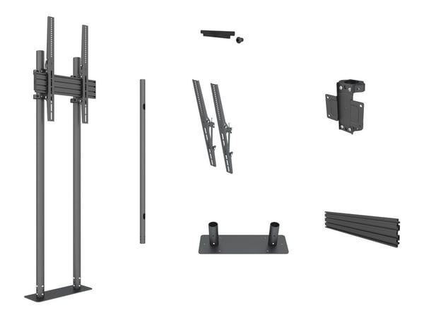 Multibrackets M Pro Dual Pole Floormount - Stativ - for LCD-skjerm - plastikk, aluminium, stål - svart - skjermstørrelse: 65"-90" - plassering på gulv