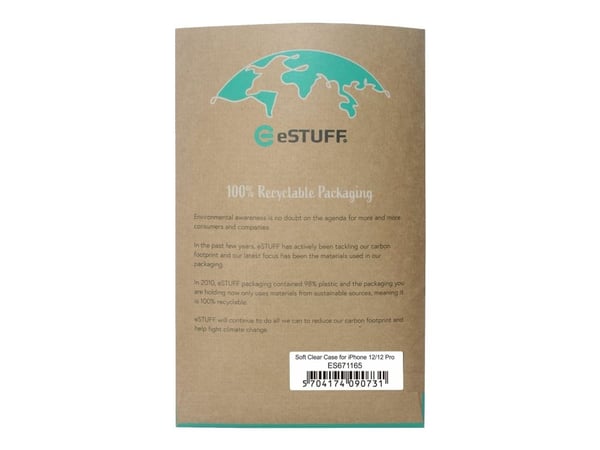 eSTUFF Soft Case - Baksidedeksel for mobiltelefon - UV-belagt termoplast-polyuretan - gjennomsiktig, blank - for Apple iPhone 12, 12 Pro