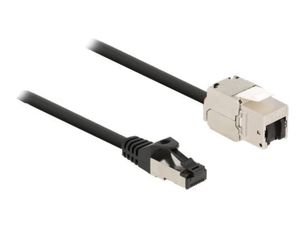 Delock - Nettverksforlengelseskabel - RJ-45 (hann) til RJ-45 (hunn) nøkkelsky - 50 cm - S/FTP - CAT 6a - svart