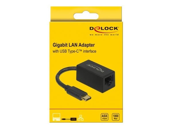 Delock - Nettverksadapter - USB-C 3.2 Gen 1 - Gigabit Ethernet x 1 - svart