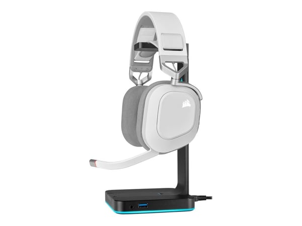 CORSAIR Gaming HS80 RGB - Hodesett - full størrelse - 2,4 GHz - trådløs - USB - hvit