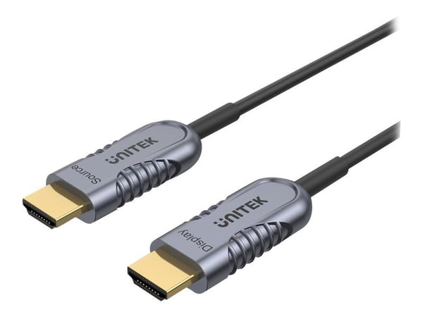 Unitek Ultrapro C11035DGY - HDMI-kabel - HDMI hann til HDMI hann - 70 m - skjermet hybrid kobber/fiber-optikk - Active Optical Cable (AOC), 4K 120 ...
