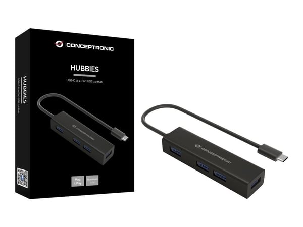 Conceptronic HUBBIES07B - Hub - 4 x SuperSpeed USB 3.0 - stasjonær