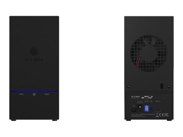 ICY BOX IB-RD3621-C31 - Harddiskarray - 2 brønner (SATA-600) - USB 3.1 Gen 2 (ekstern)